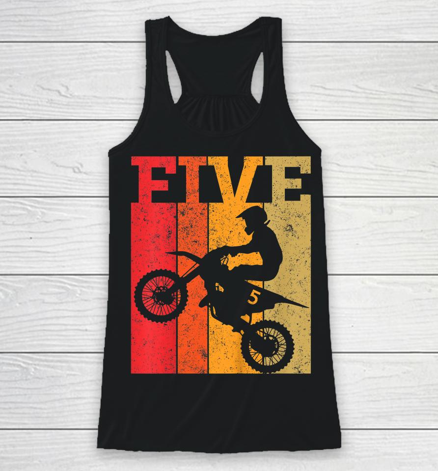 Kids 5Th Birthday Boys 5 Five Dirt Bike Motocross Motorcycle Race Racerback Tank