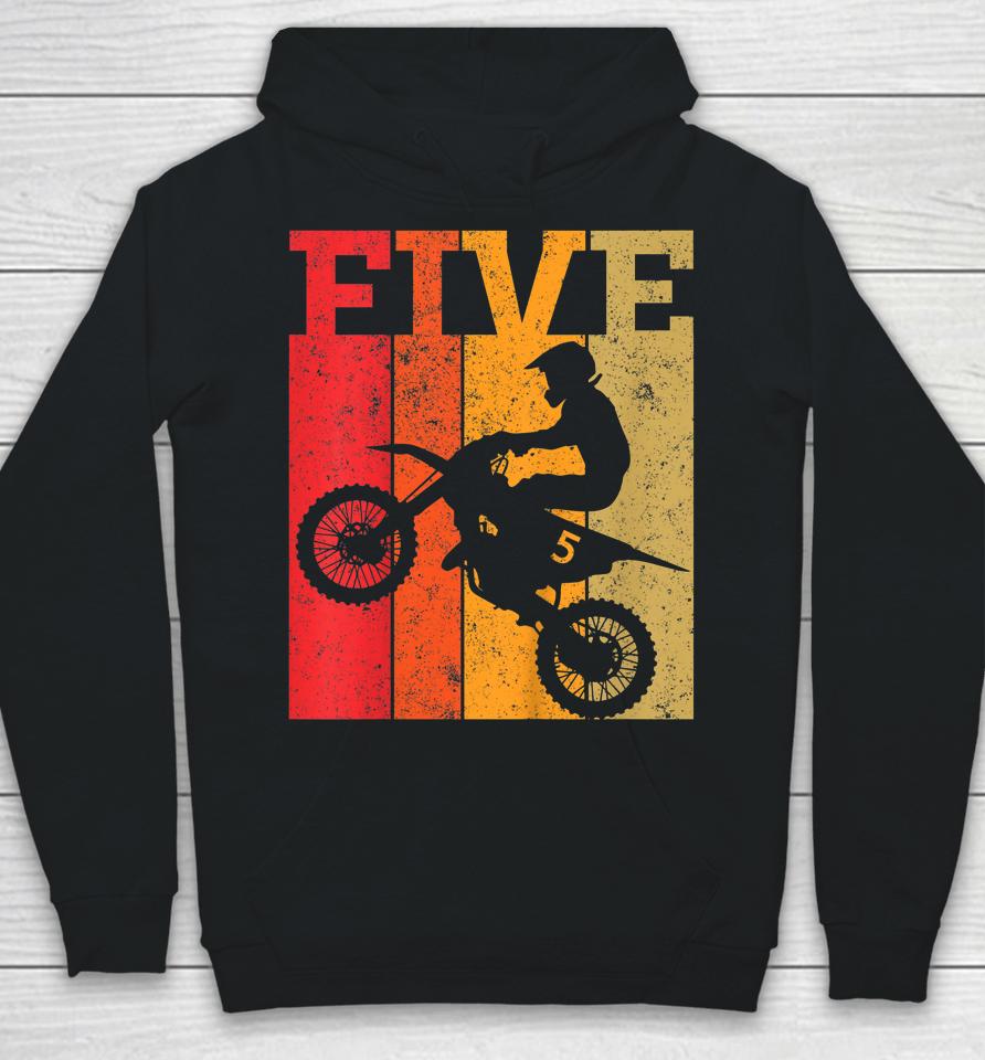 Kids 5Th Birthday Boys 5 Five Dirt Bike Motocross Motorcycle Race Hoodie