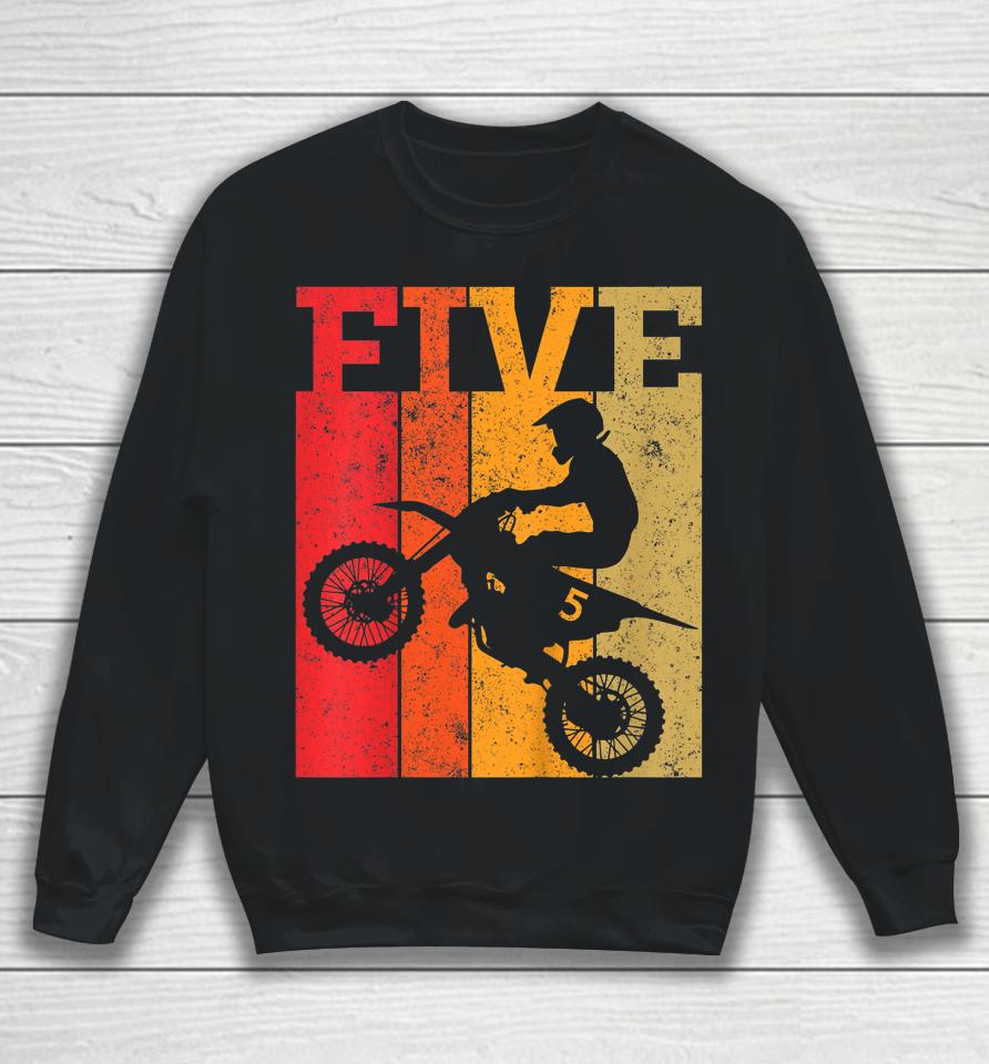 Kids 5Th Birthday Boys 5 Five Dirt Bike Motocross Motorcycle Race Sweatshirt