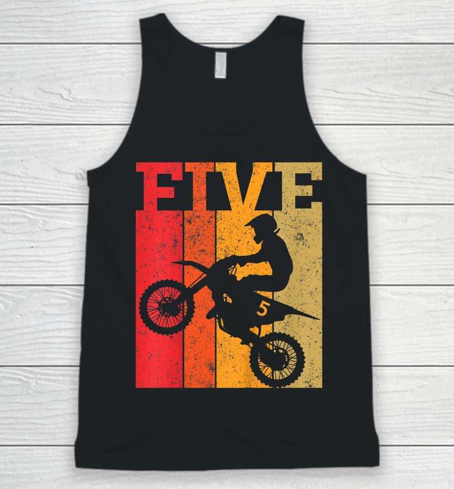 Kids 5Th Birthday Boys 5 Five Dirt Bike Motocross Motorcycle Race Unisex Tank Top