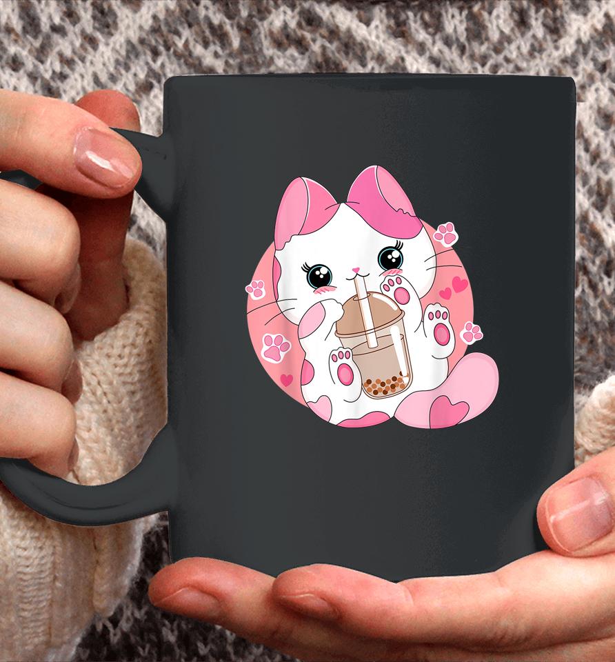 Kids Anime Kawaii Cat Boba Bubble Tea Coffee Mug