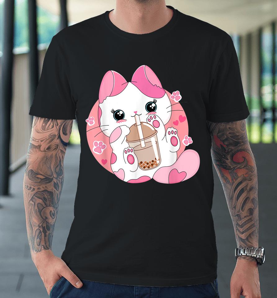 Kids Anime Kawaii Cat Boba Bubble Tea Premium T-Shirt