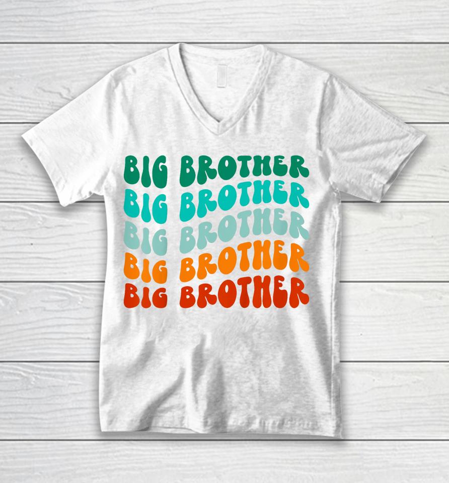 Kids Big Brother Shirt Boys Toddler Big Bro Sibling Announcement Unisex V-Neck T-Shirt