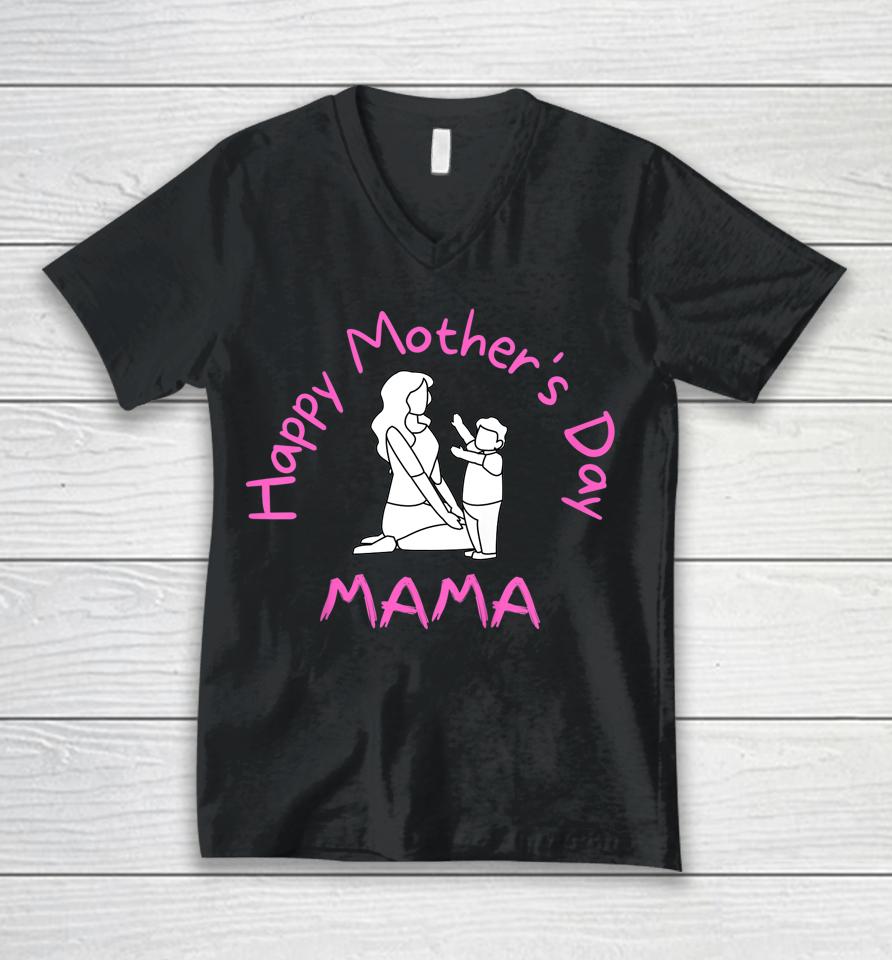Kids Happy Mother's Day Mama For Toddler Unisex V-Neck T-Shirt