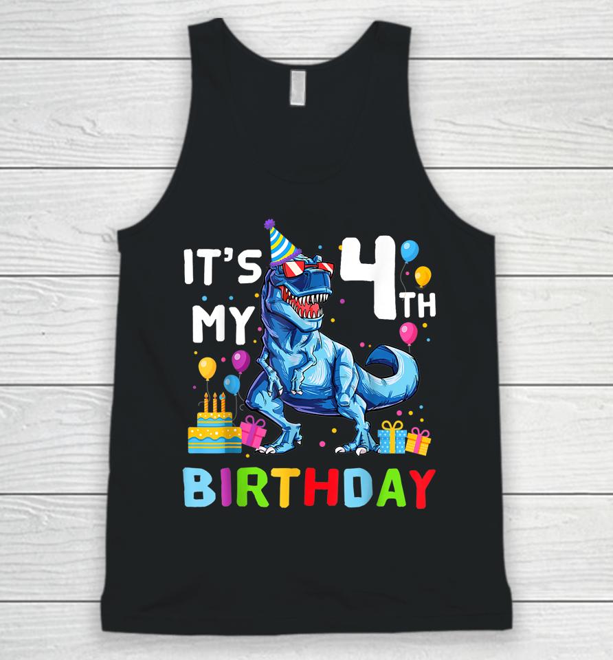 Kids It's My 4Th Birthday Happy 4 Year T-Rex Unisex Tank Top