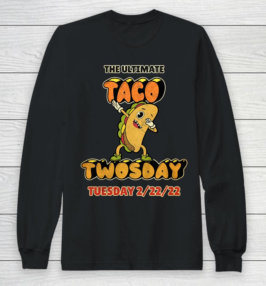 Kids Taco Twosday Boys Girls Vintage Funny Cartoon Dabbing Taco Long Sleeve T-Shirt