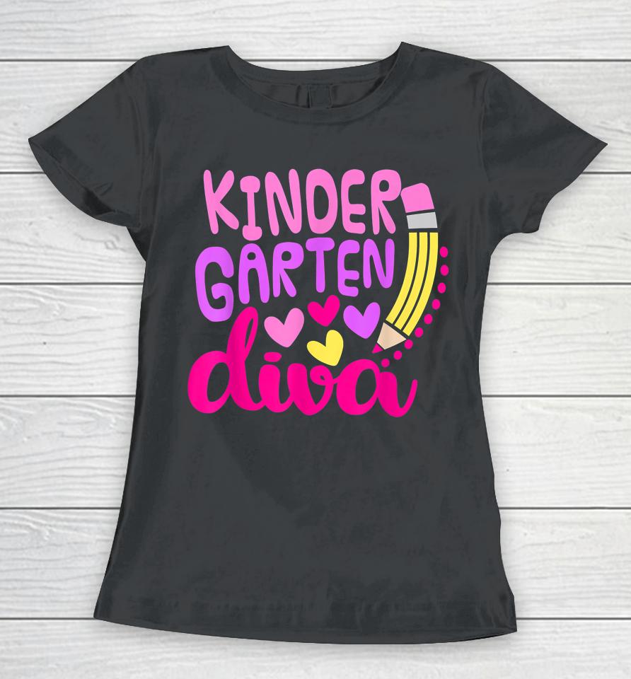 Kindergarten Diva Girls First Day Of Kindergarten Women T-Shirt