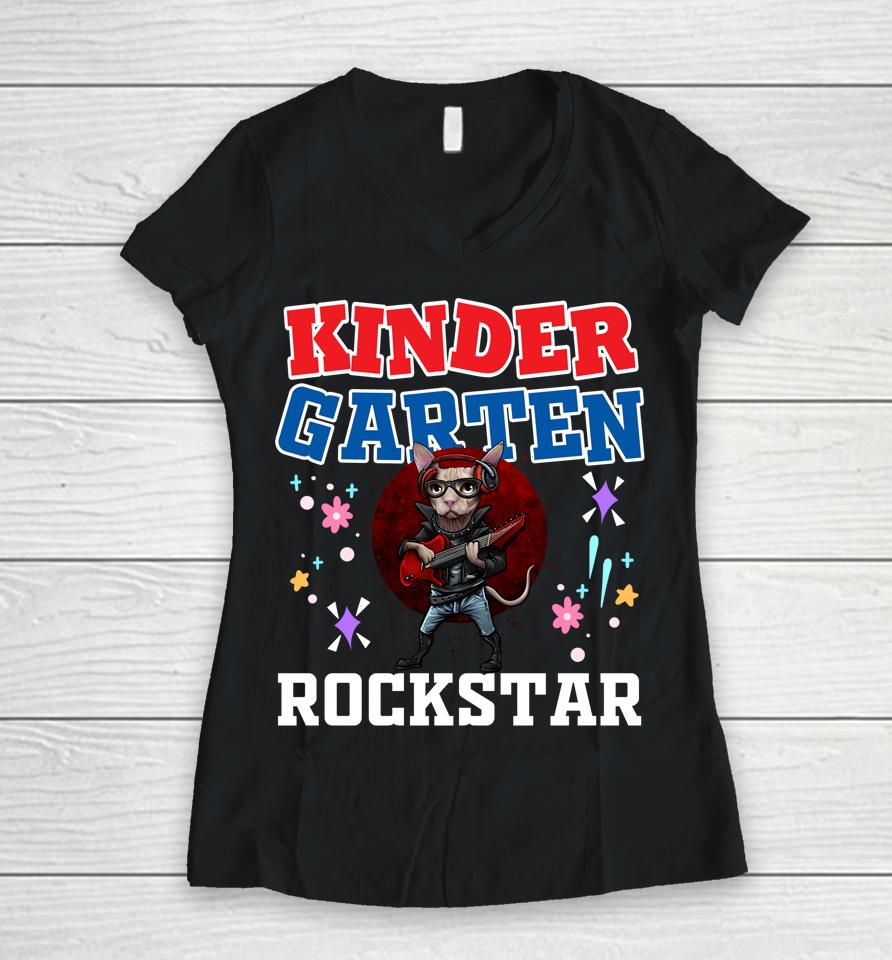 Kindergarten Rock And Roll Star School Women V-Neck T-Shirt