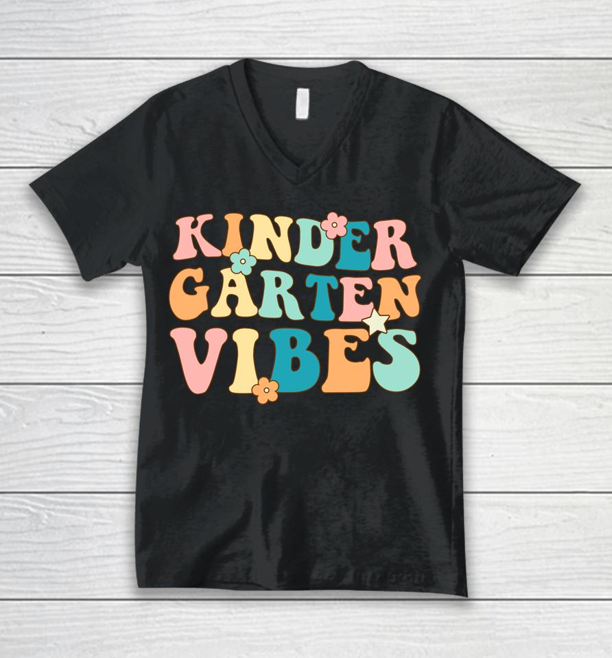 Kindergarten Vibes First Day Of School Retro Color Vibes Unisex V-Neck T-Shirt