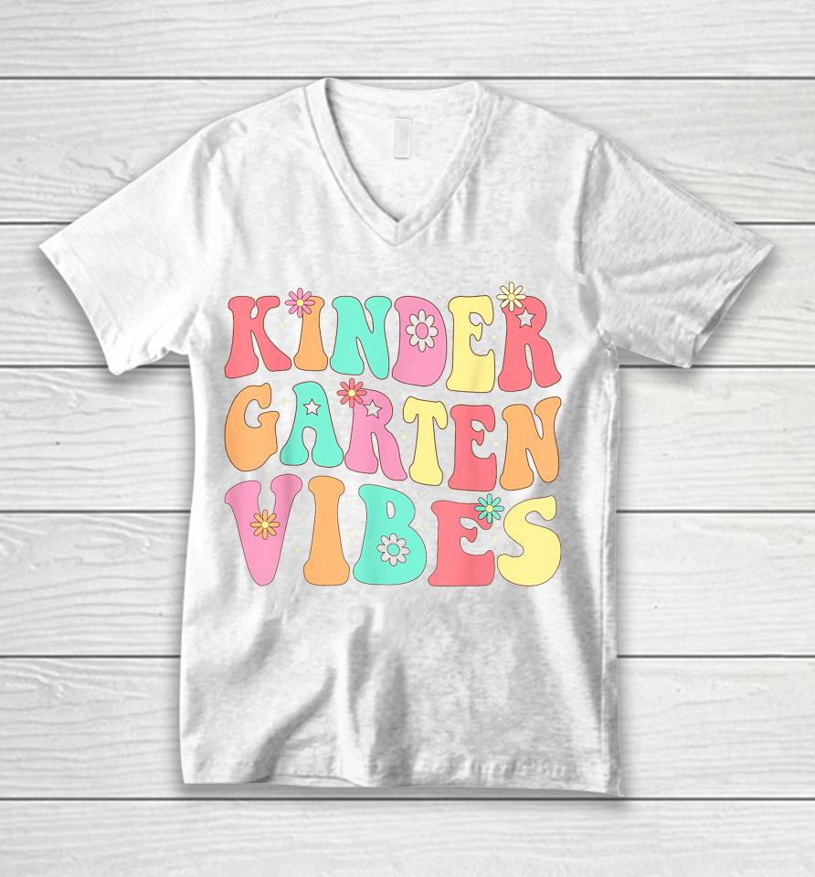 Kindergarten Vibes First Day Of School Teacher Boy Girl Kids Unisex V-Neck T-Shirt