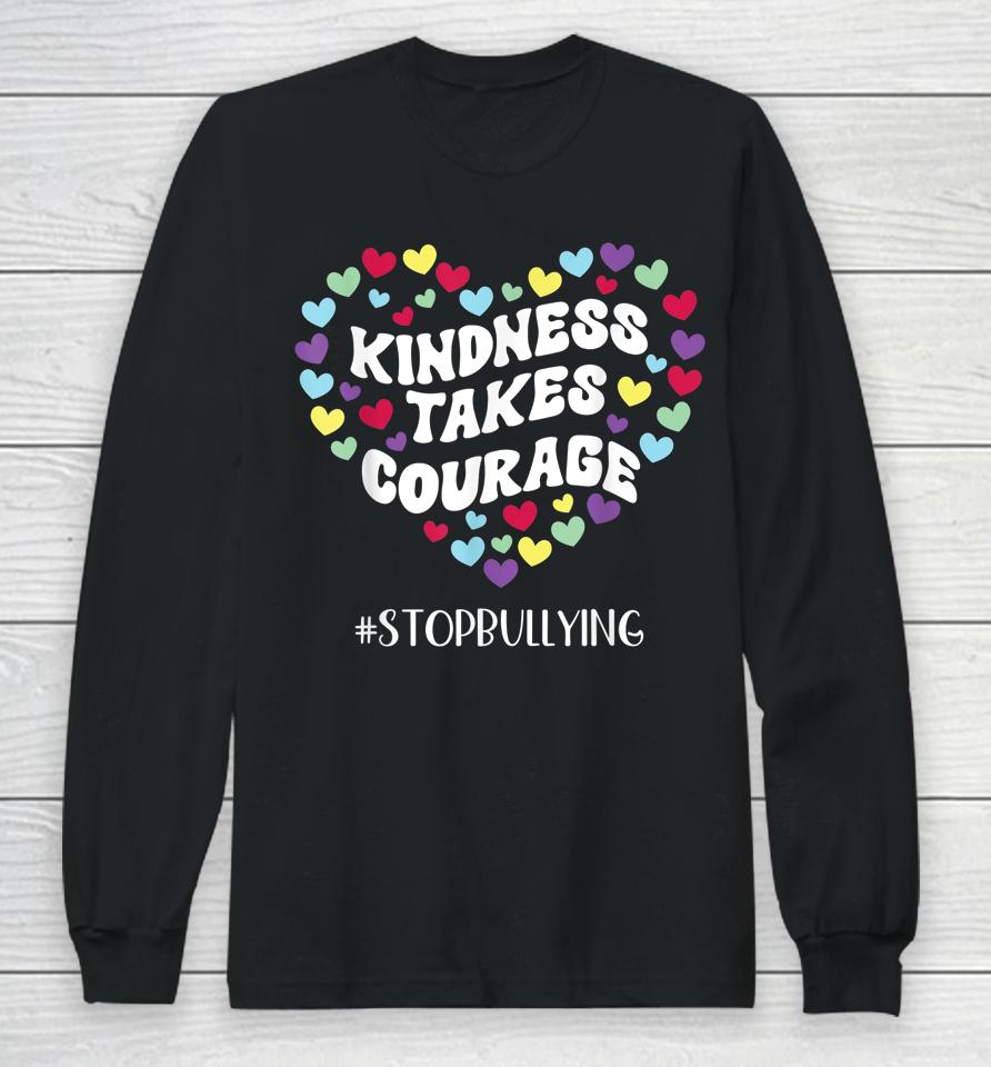 Kindness Takes Courage Anti-Bullying Awareness Wavy Orange Long Sleeve T-Shirt