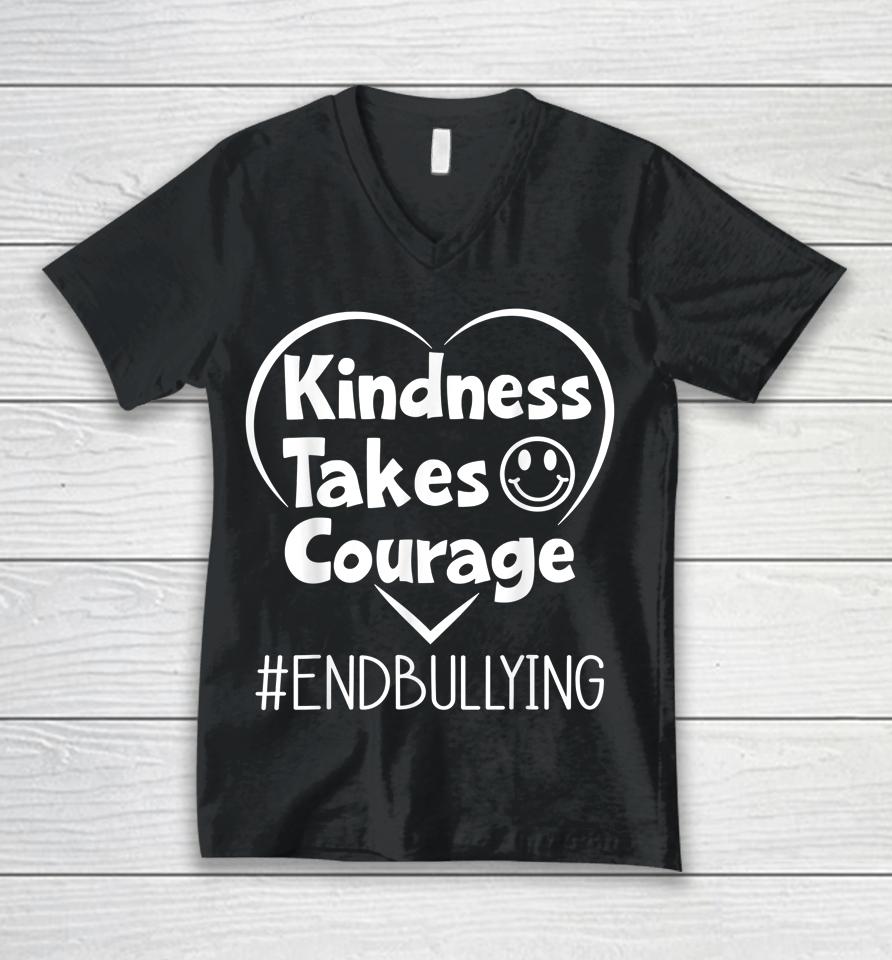 Kindness Takes Courage End Bullying Kids Awareness Unity Day Unisex V-Neck T-Shirt