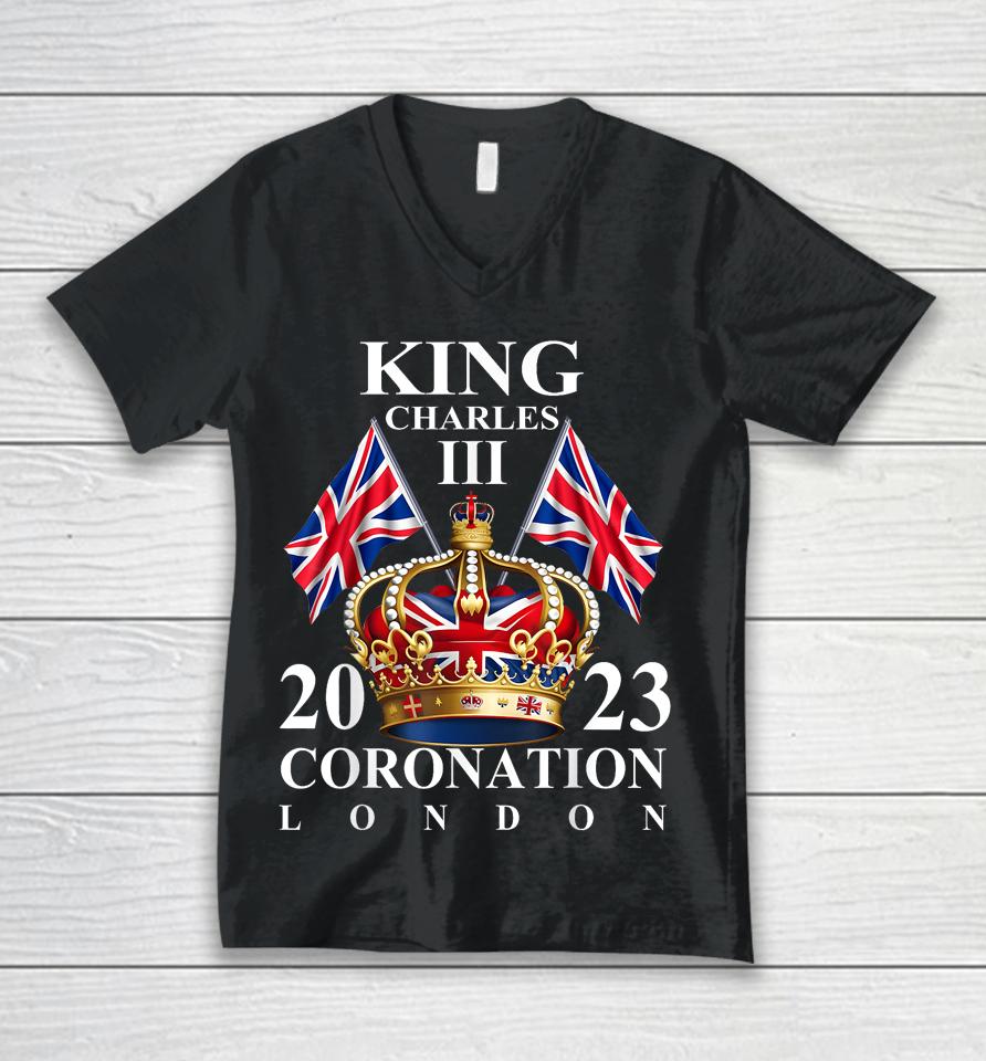 King Charles Iii British Monarch Royal Coronation May 2023 Unisex V-Neck T-Shirt
