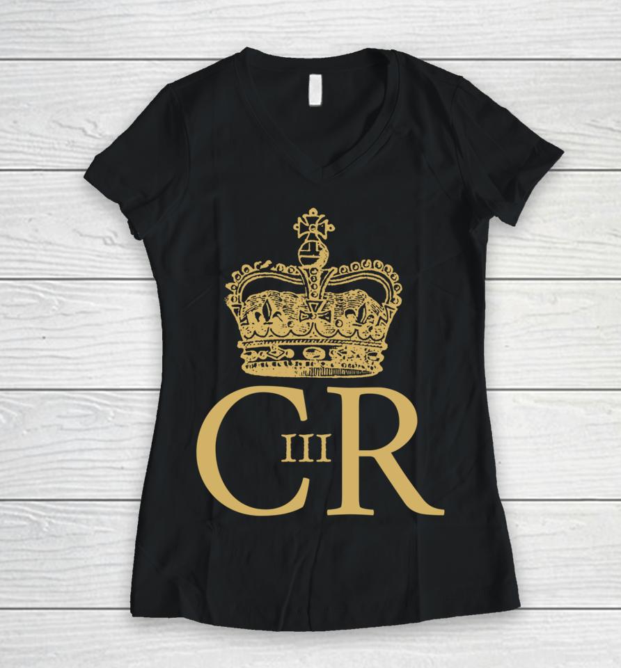 King Charles Iii British Uk Monarch Women V-Neck T-Shirt