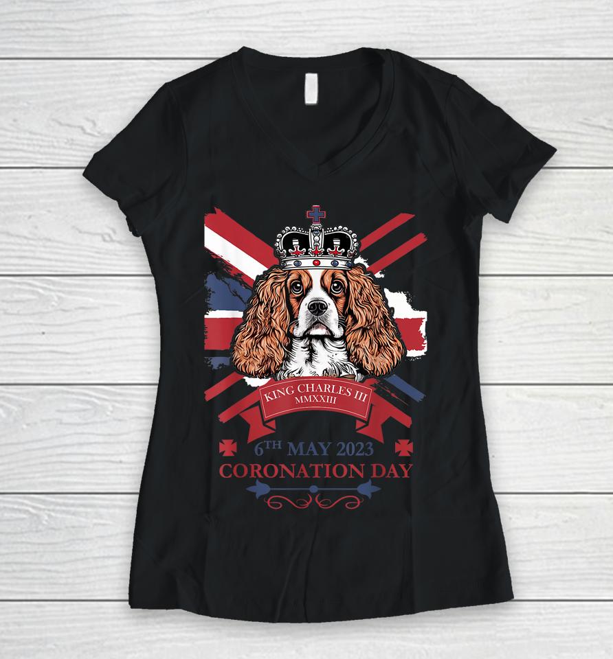 King Charles Iii Coronation 2023, British Bunting Coronation Women V-Neck T-Shirt