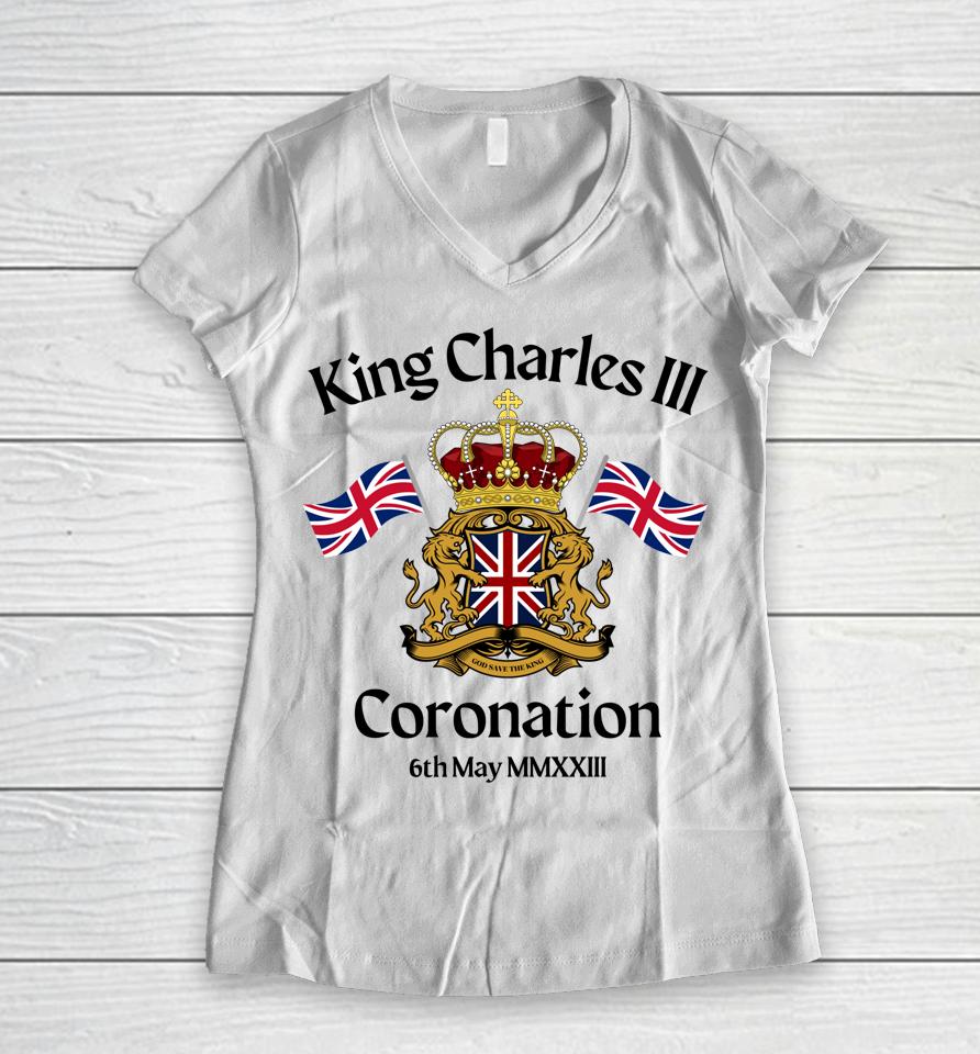 King Charles Iii Coronation 2023 The King's Coronation Women V-Neck T-Shirt