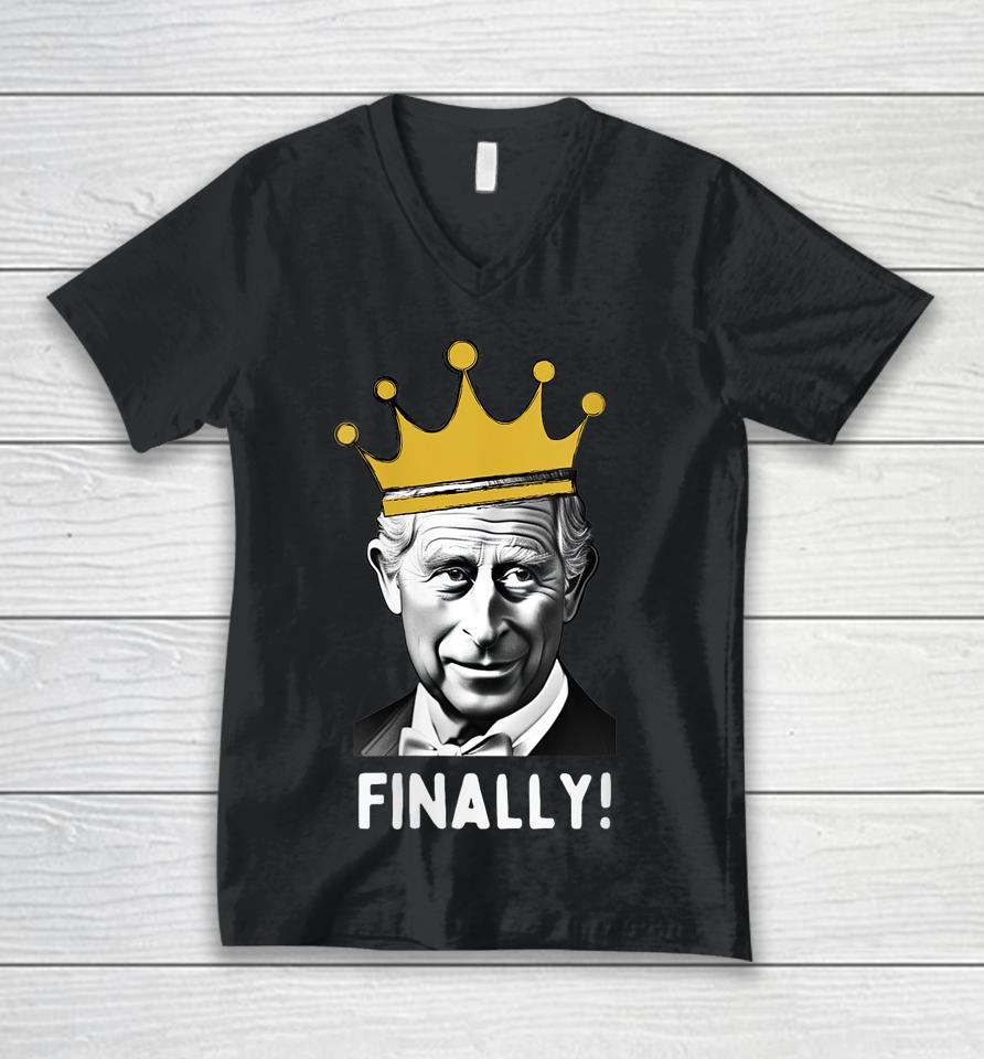 King Charles Iii Coronation Memorabilia Souvenir Party Unisex V-Neck T-Shirt