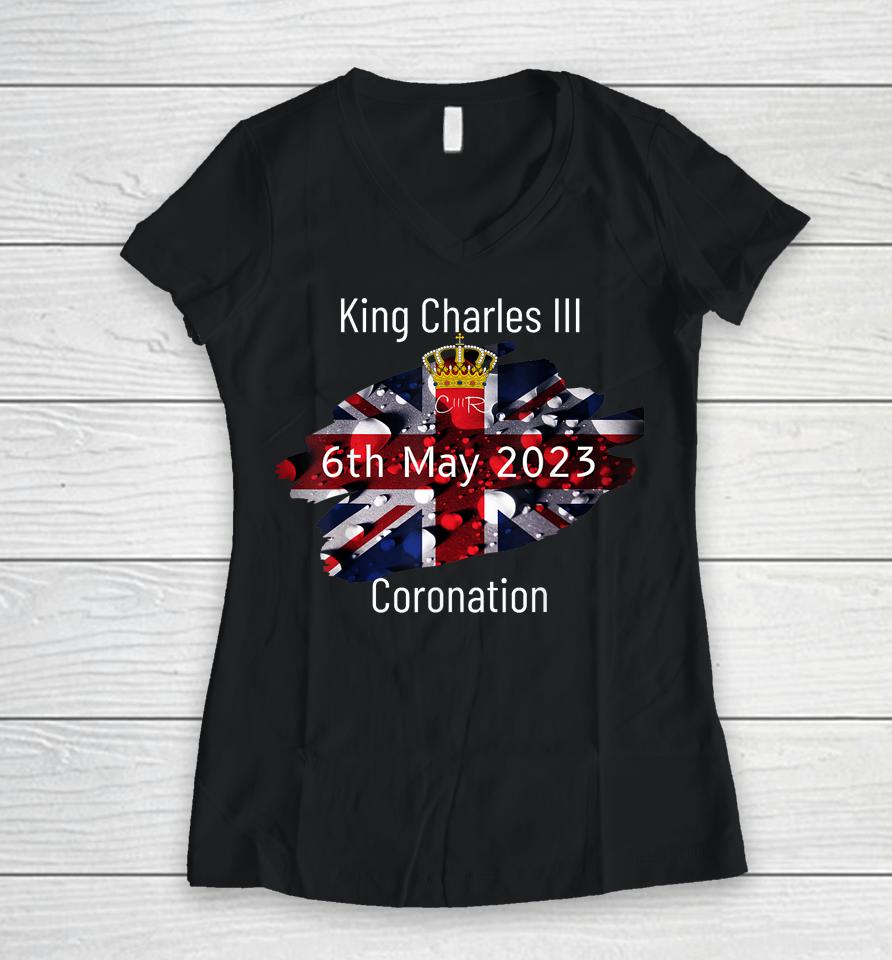King Charles Iii Royal Family Coronation 6Th May 2023 Women V-Neck T-Shirt