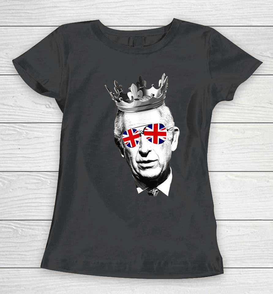 King Charles Iii Sunglasses British Crown Union Jack Meme Women T-Shirt