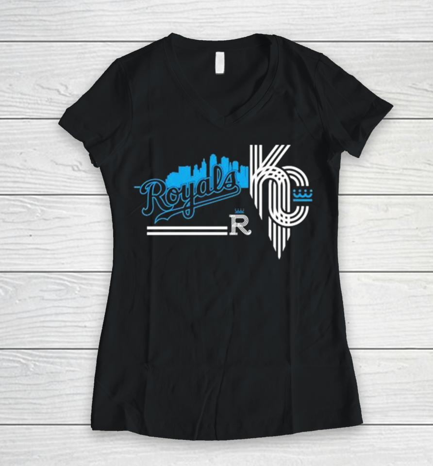 King City Kansas City Royals Team Mlb Baseball Women V-Neck T-Shirt