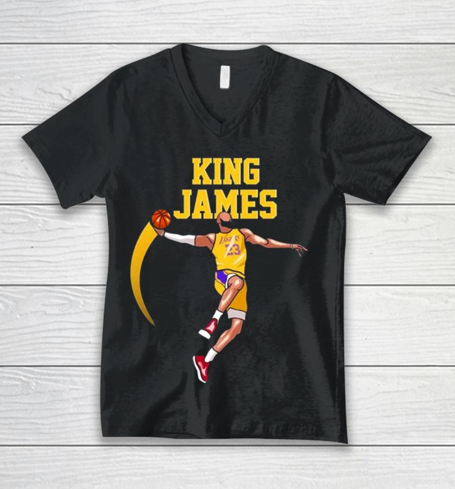 King James Basketball Player Los Angeles Lakers Nba Unisex V-Neck T-Shirt