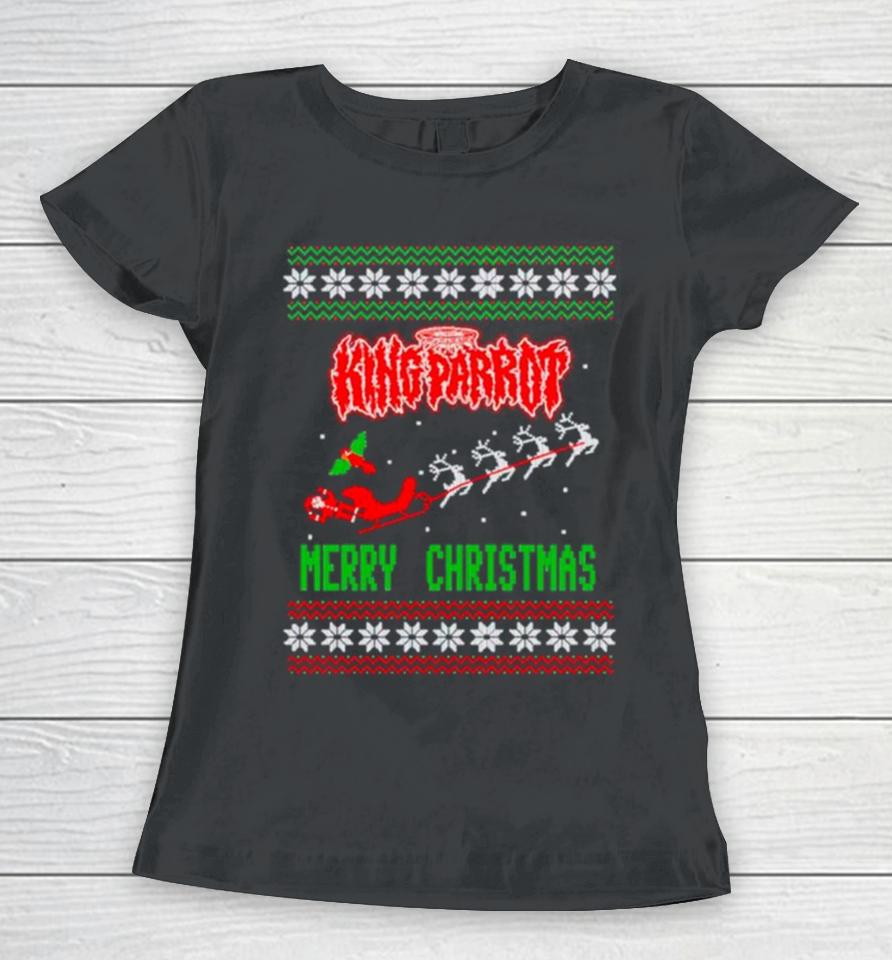 King Parrot Merry Christmas Uglyshirts Women T-Shirt