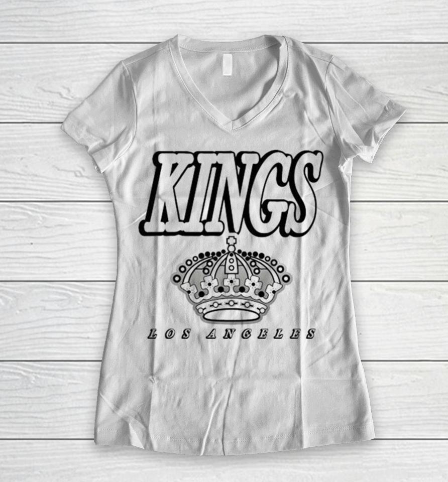 Kings Los Angeles Crown Hockey Nhl Women V-Neck T-Shirt