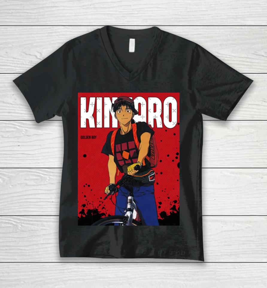 Kintaro Oe Red Comic Design Golden Boy Unisex V-Neck T-Shirt