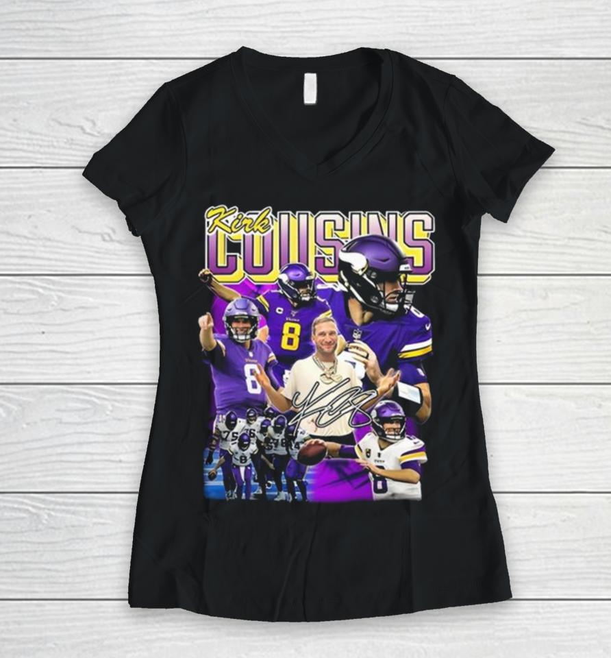 Kirk Cousins Minnesota Vikings Signature Women V-Neck T-Shirt