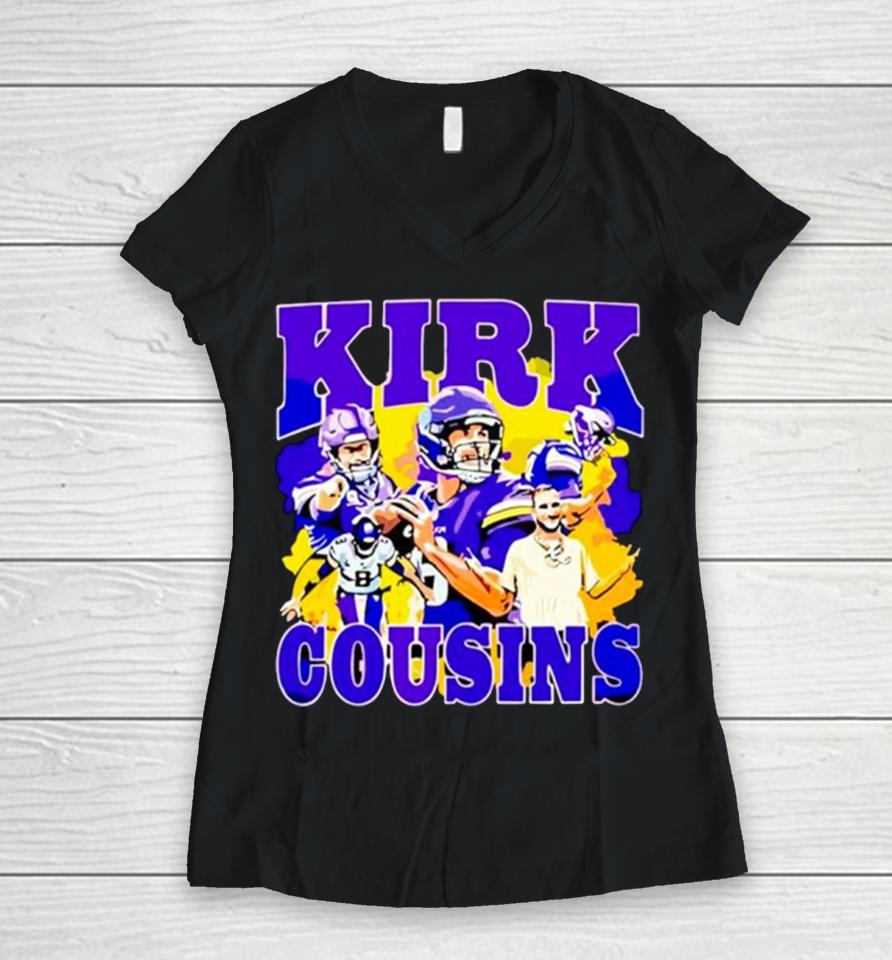 Kirk Cousins Vikings Football Women V-Neck T-Shirt