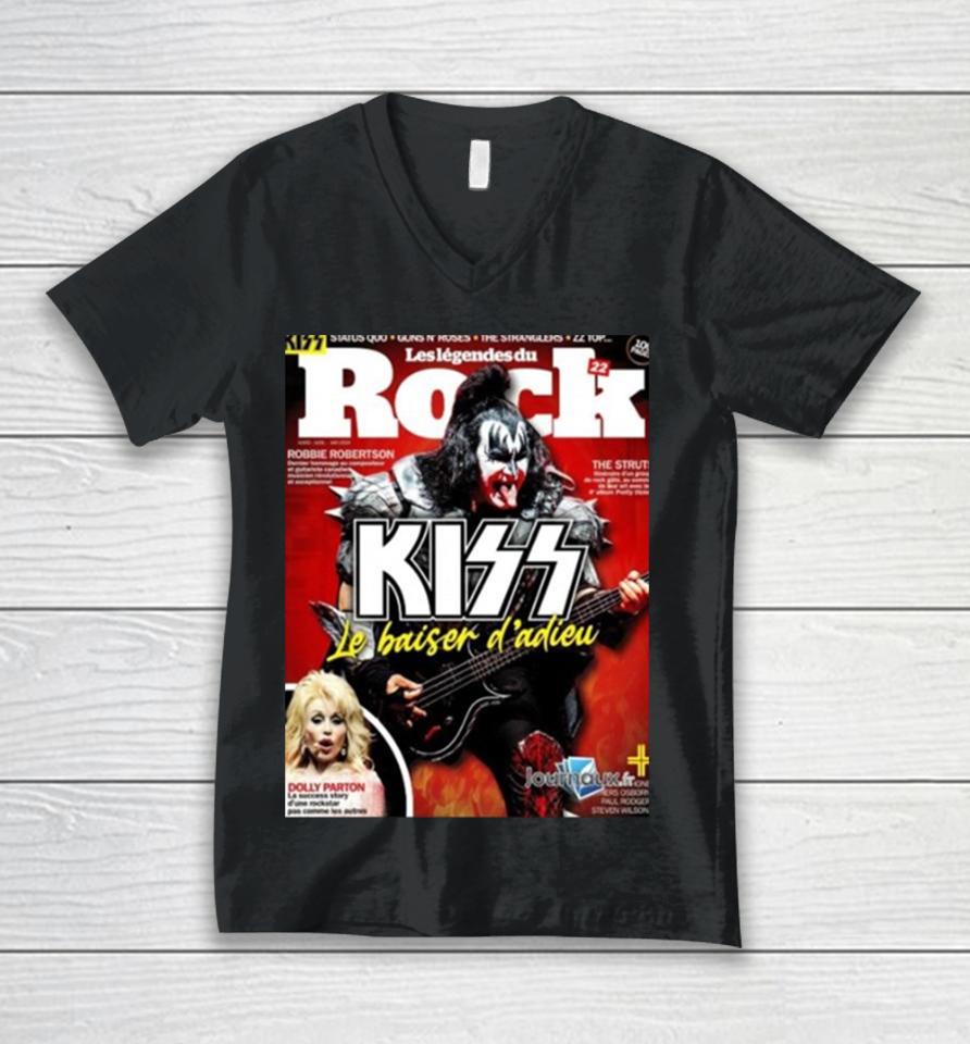 Kiss Magazine Cover Gene Simmons Rocks The Cover Of The Latest Issue Of France Les Legendes Du Rock Magazine Unisex V-Neck T-Shirt
