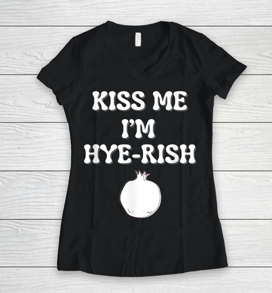 Kiss Me I'm Hyerish Irish Armenian Funny St Patricks Day Women V-Neck T-Shirt