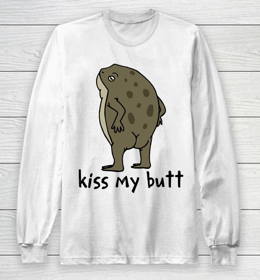 Kiss My Butt Green Frog Long Sleeve T-Shirt
