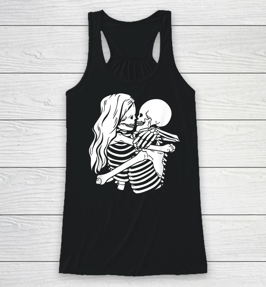 Kissing Skeletons In Love Valentine's Day Couples Racerback Tank