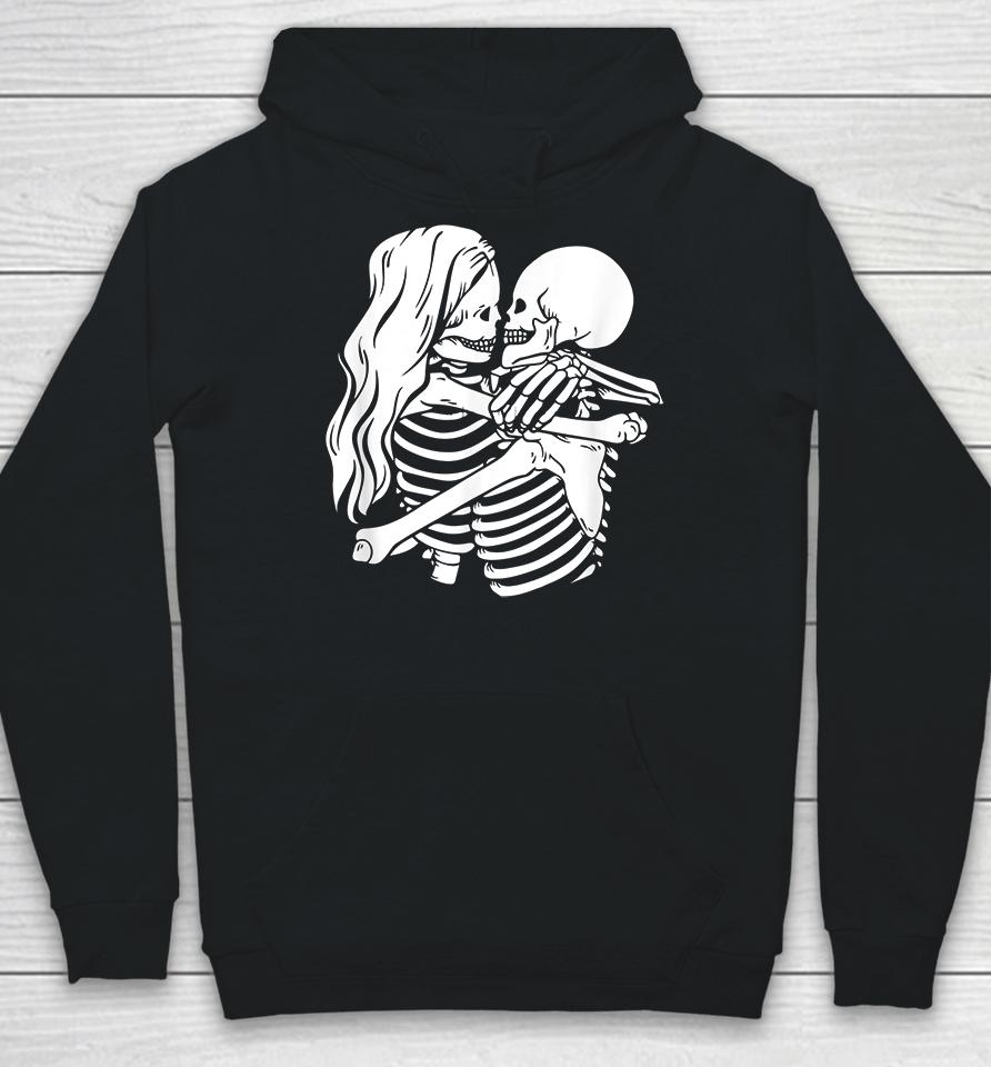 Kissing Skeletons In Love Valentine's Day Couples Hoodie