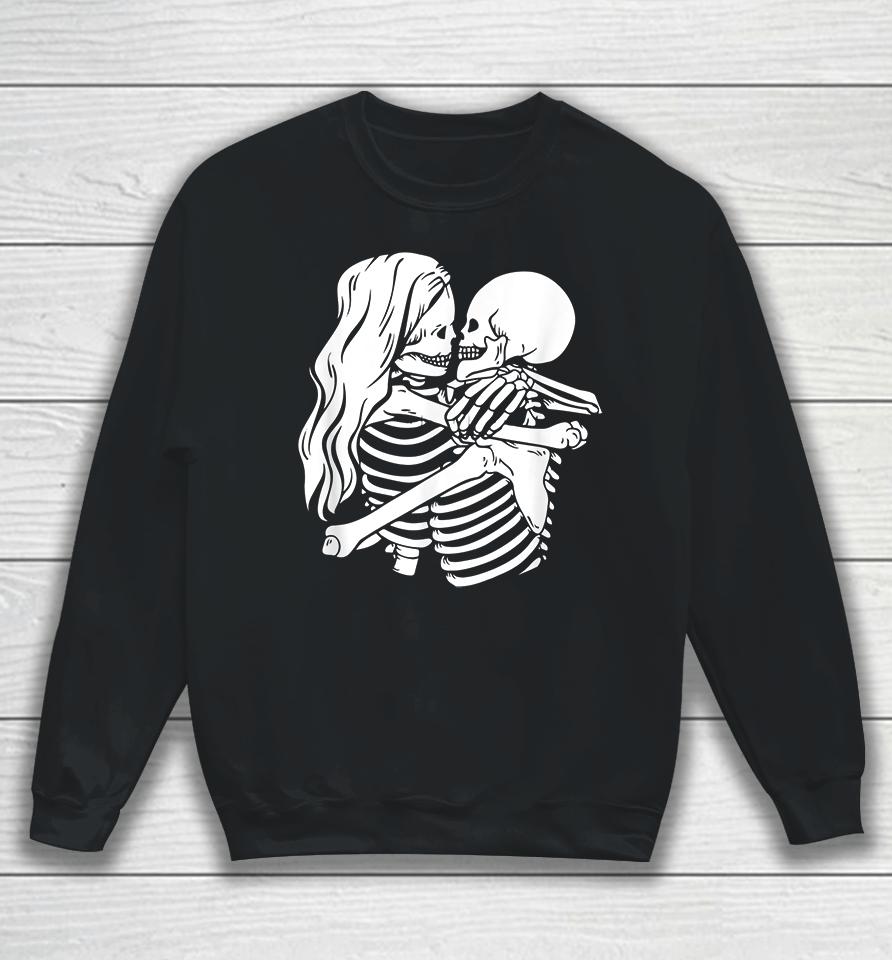 Kissing Skeletons In Love Valentine's Day Couples Sweatshirt