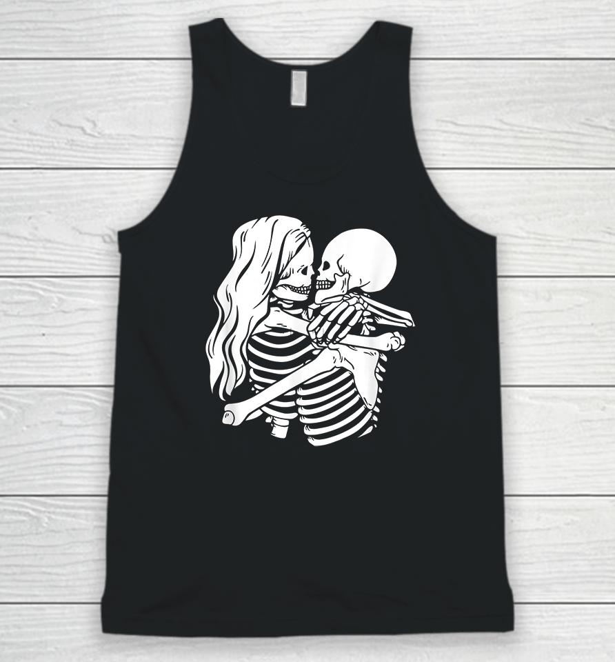 Kissing Skeletons In Love Valentine's Day Couples Unisex Tank Top