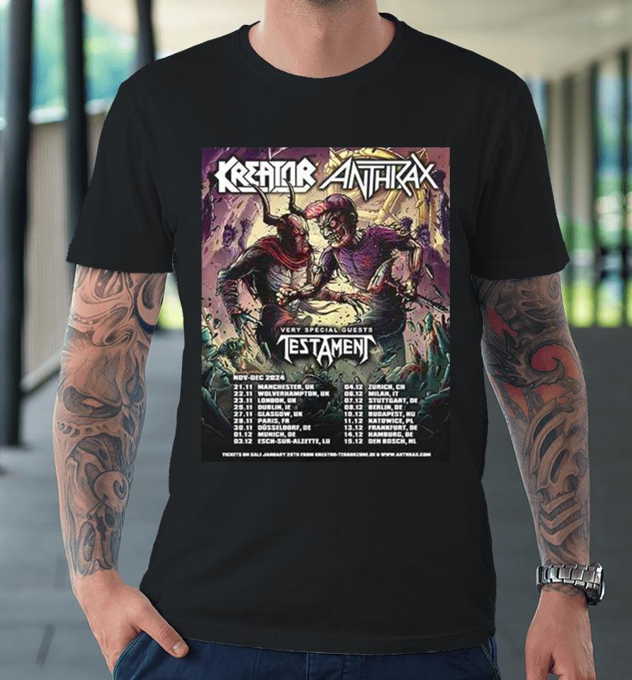 Kreator X Anthrax With Special Guests Testament Nov Dec 2024 Tour Schedule Lists Premium T-Shirt