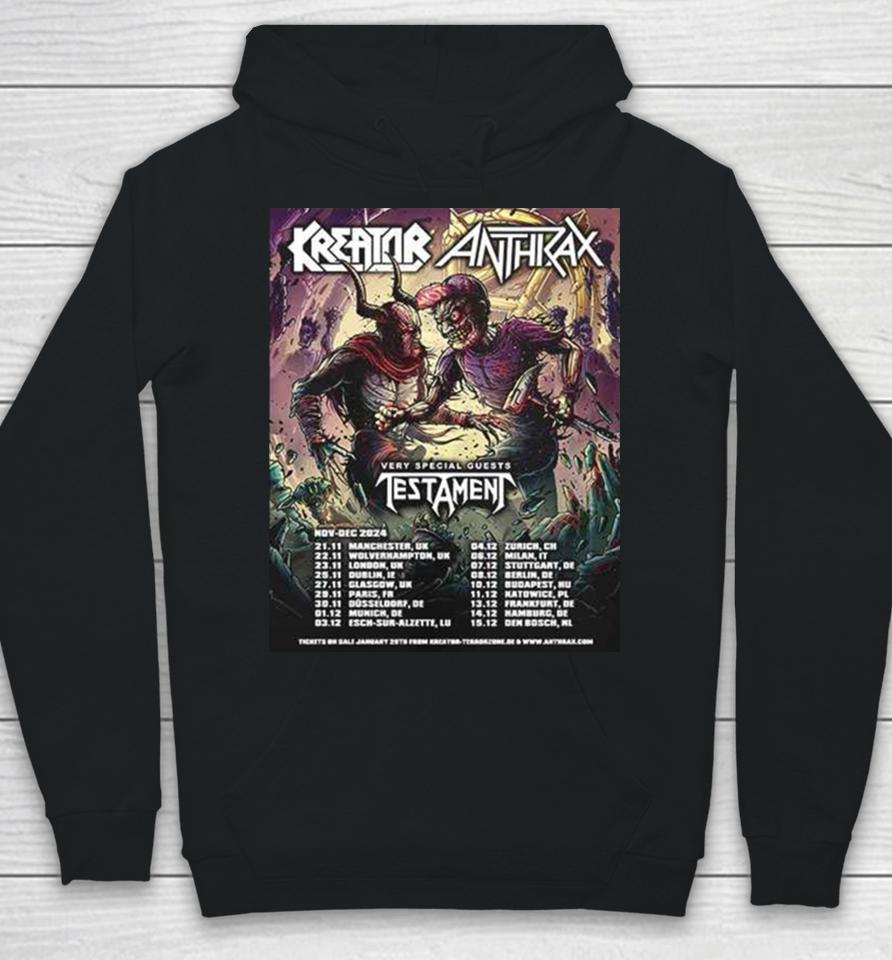 Kreator X Anthrax With Special Guests Testament Nov Dec 2024 Tour Schedule Lists Hoodie