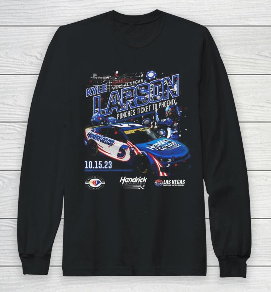Kyle Larson Checkered Flag Sports 2023 South Point 400 Race Winner Long Sleeve T-Shirt