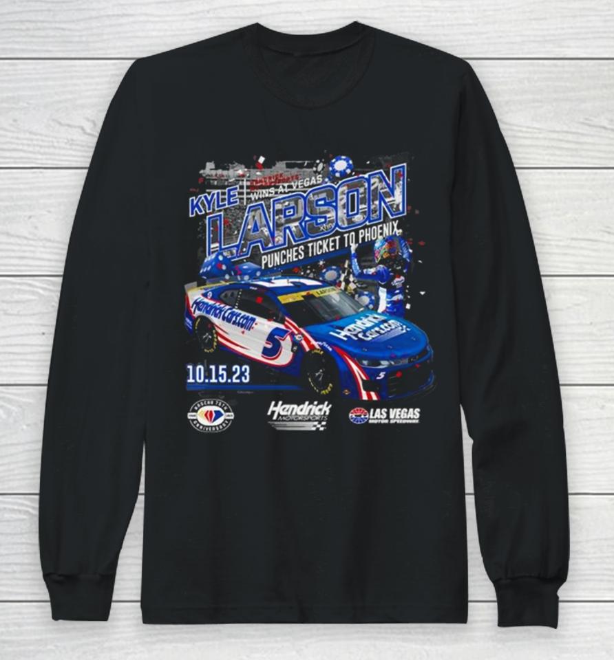 Kyle Larson Checkered Flag Sports Charcoal 2023 South Point 400 Race Winner Long Sleeve T-Shirt