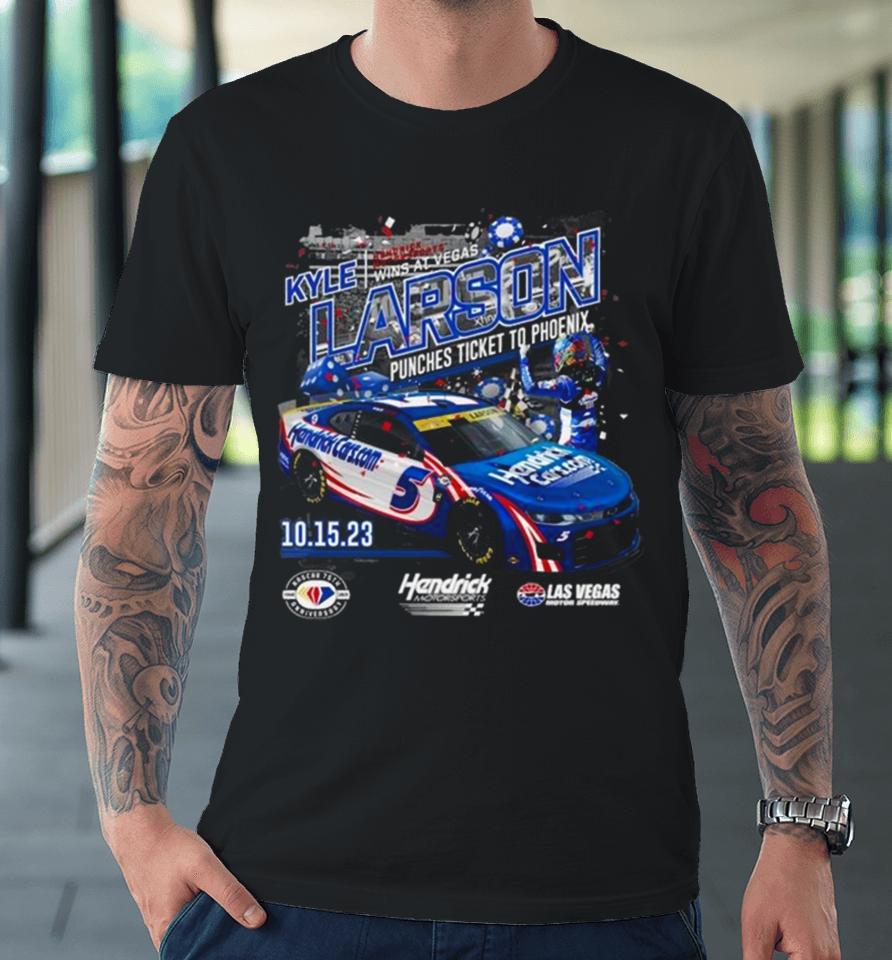 Kyle Larson Checkered Flag Sports Charcoal 2023 South Point 400 Race Winner Premium T-Shirt