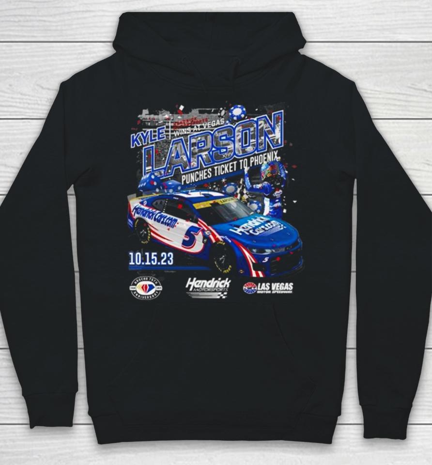 Kyle Larson Checkered Flag Sports Charcoal 2023 South Point 400 Race Winner Hoodie