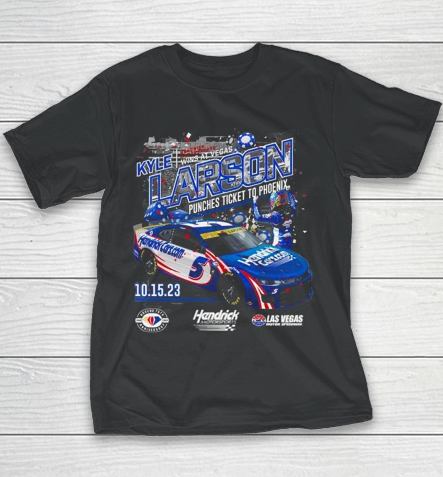 Kyle Larson Checkered Flag Sports Charcoal 2023 South Point 400 Race Winner Youth T-Shirt