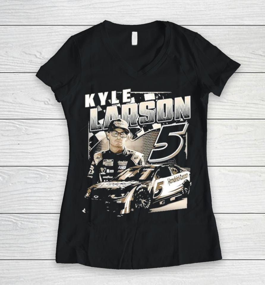 Kyle Larson Hendrick Motorsports Team Collection Black Burnout Women V-Neck T-Shirt