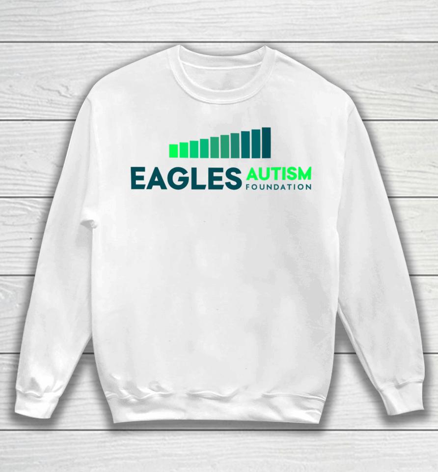 Kylie Kelce Wearing Eagles Autism Foundation Tee Shirt New Heights Sweatshirt