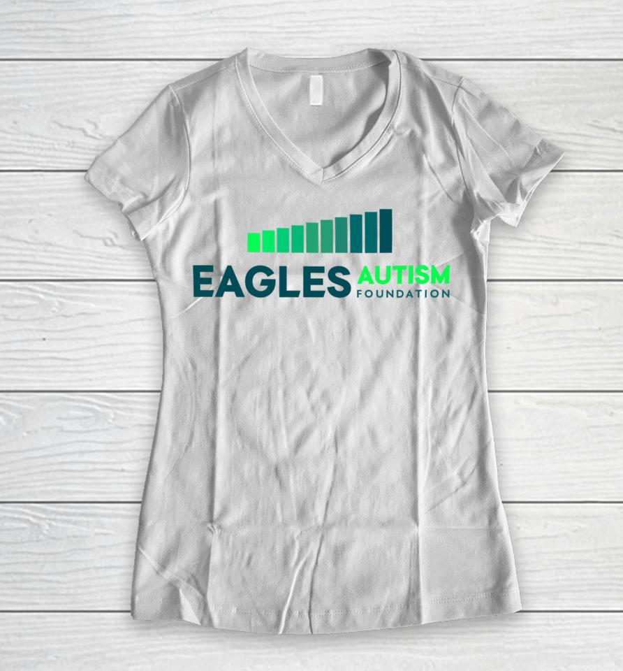 Kylie Kelce Wearing Eagles Autism Foundation Tee Shirt New Heights Women V-Neck T-Shirt