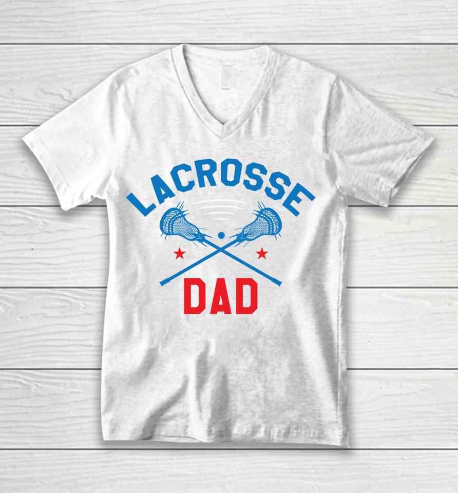 Lacrosse Dad Vintage Lacrosse Player Stick Retro Unisex V-Neck T-Shirt