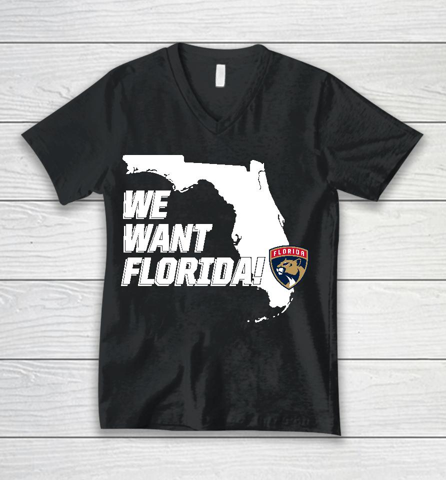 Lacrosswear Florida Panthers We Want Florida Unisex V-Neck T-Shirt
