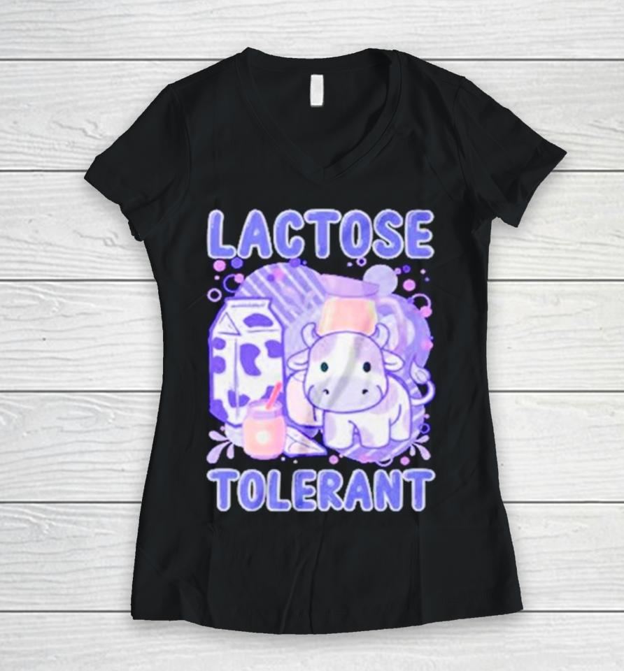 Lactose Intolerant Funny Milk Women V-Neck T-Shirt